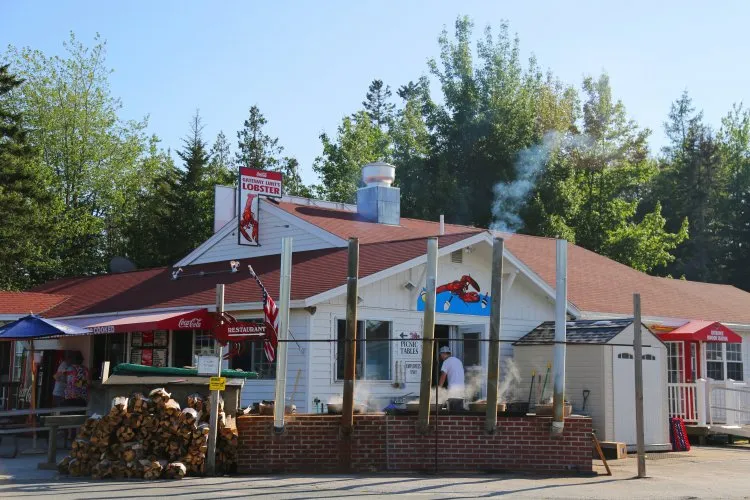 Traditional Maine lobster pound restaurant atmosphere near Acadia National Park