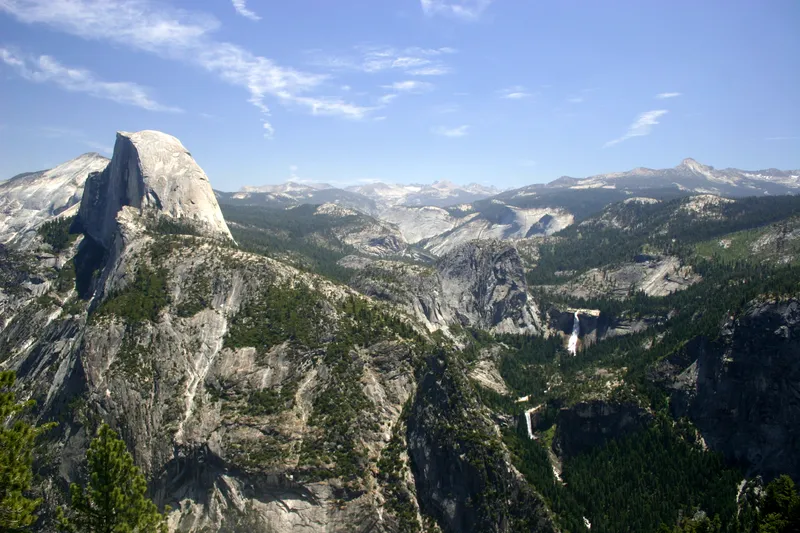 Panoramic view from Half Dome showing Yosemite Valley spread below