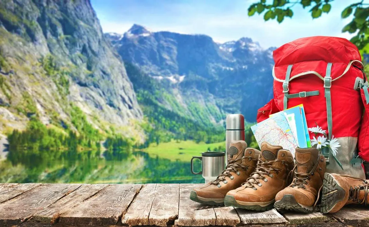Hiking boots and backpack ready for adventure