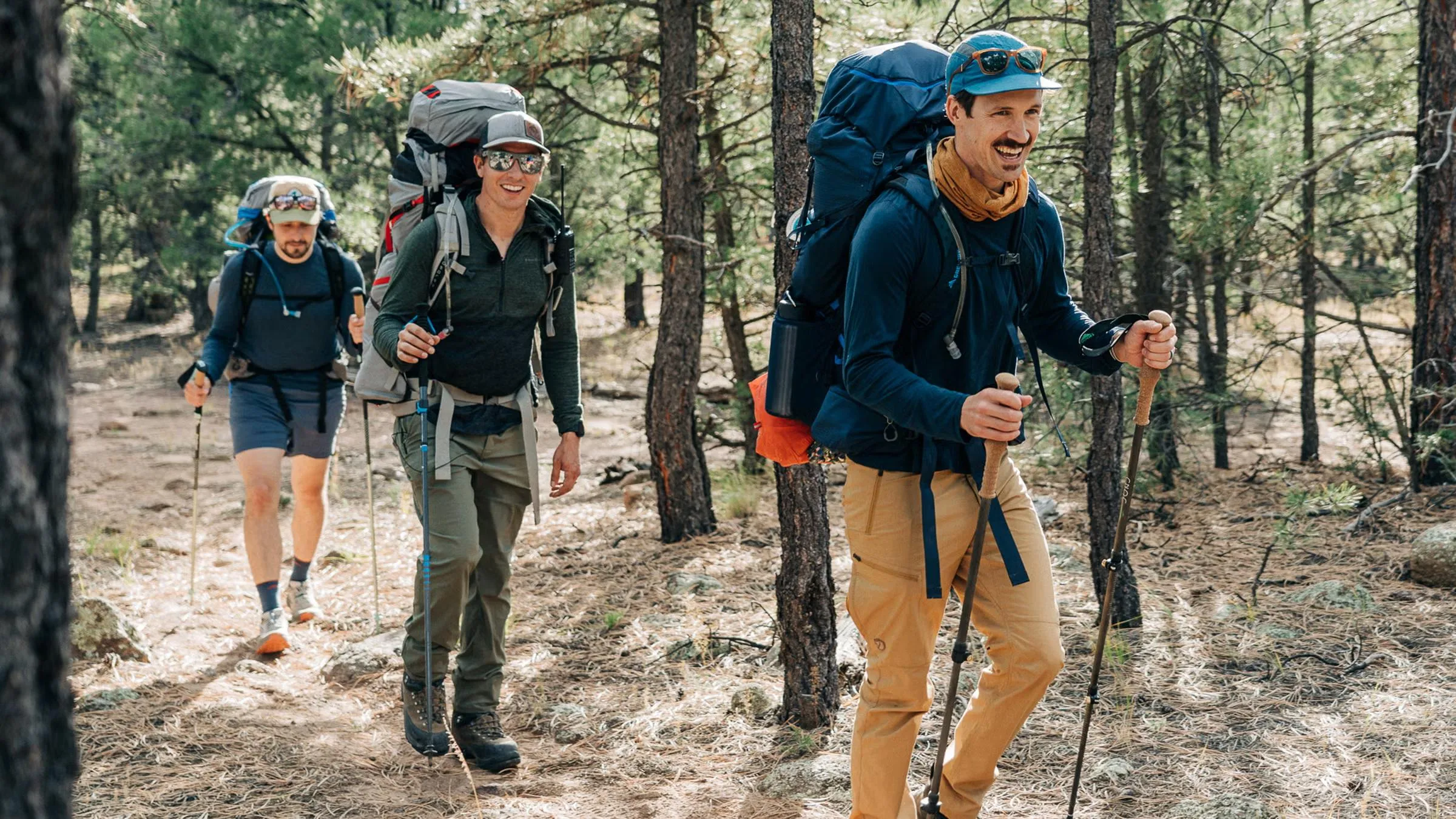 Collection of the best men's hiking shirts showing various moisture wicking designs and fabrics