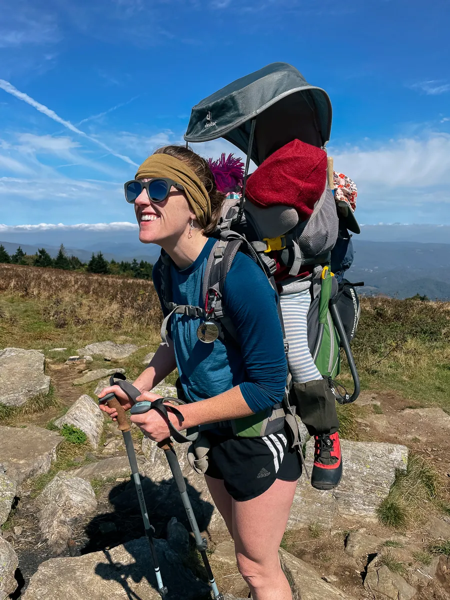 Kids using binoculars while hiking