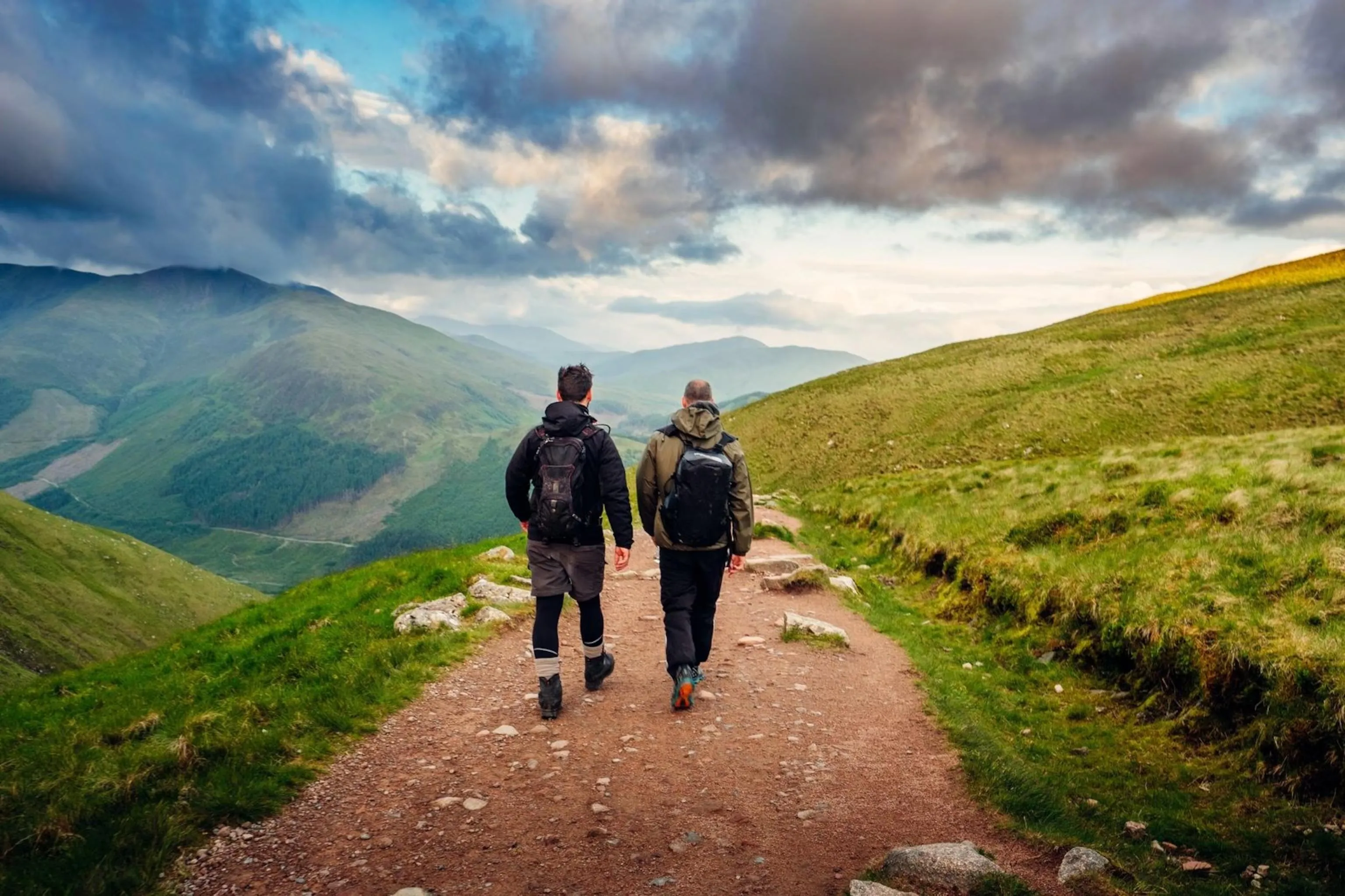 Breathtaking panoramic view of Scottish Highland landscape at sunset
