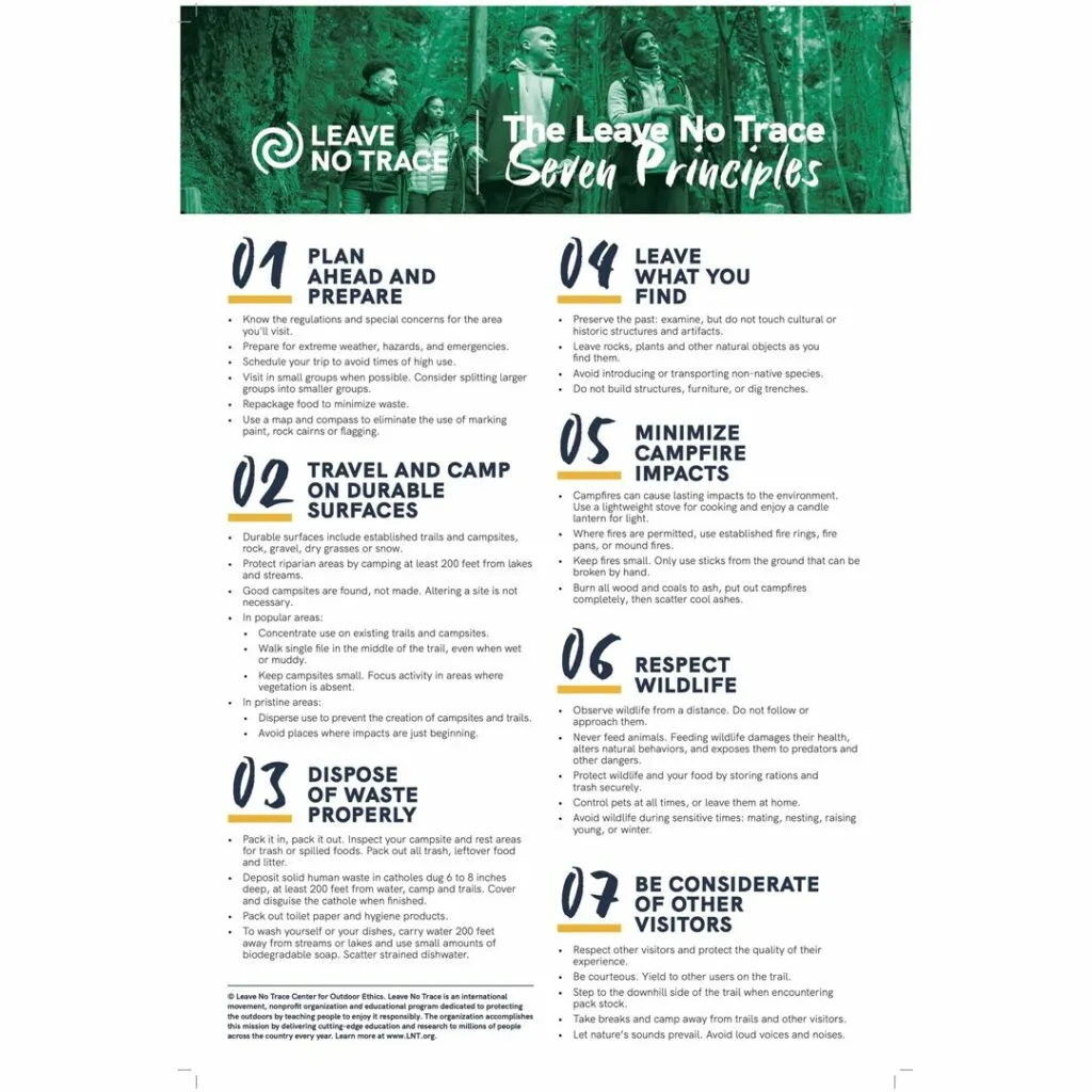 Official seven principles of Leave No Trace poster