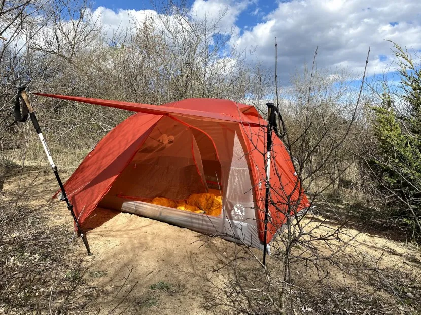 Copper Spur HV UL3 tent with awning setup showing versatile door configuration