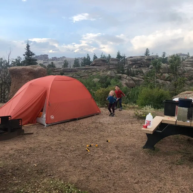 Big Agnes Copper Spur HV UL4 tent setup in outdoor environment