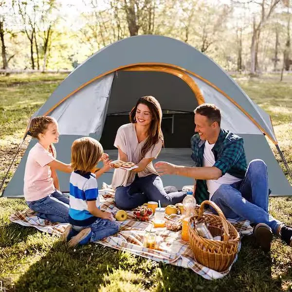 Waterproof tent 4 person showing essential features and setup