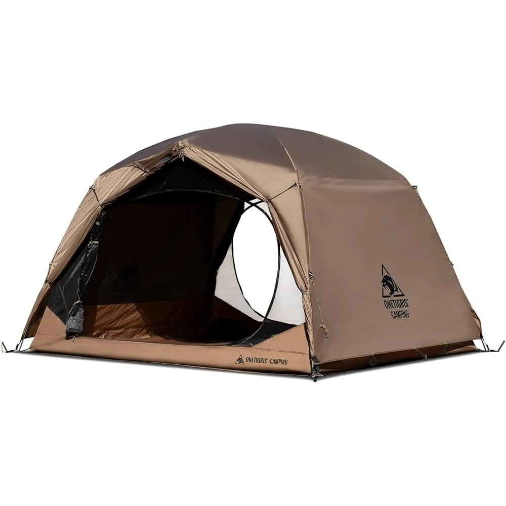 3 season tent 4 person setup in outdoor camping environment