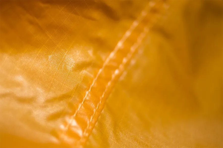 Sealed tent seam showing proper waterproofing