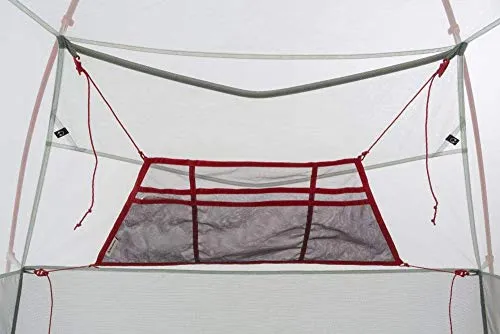 Big Agnes Gear Loft hanging inside tent showing mesh storage compartments