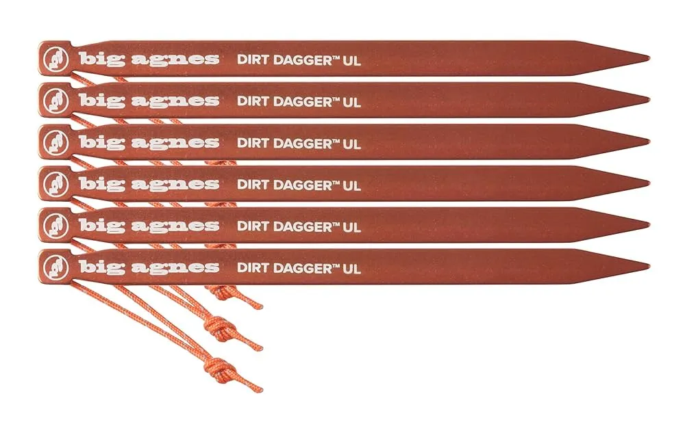 Big Agnes Dirt Dagger UL tent stakes pack showing I-beam construction