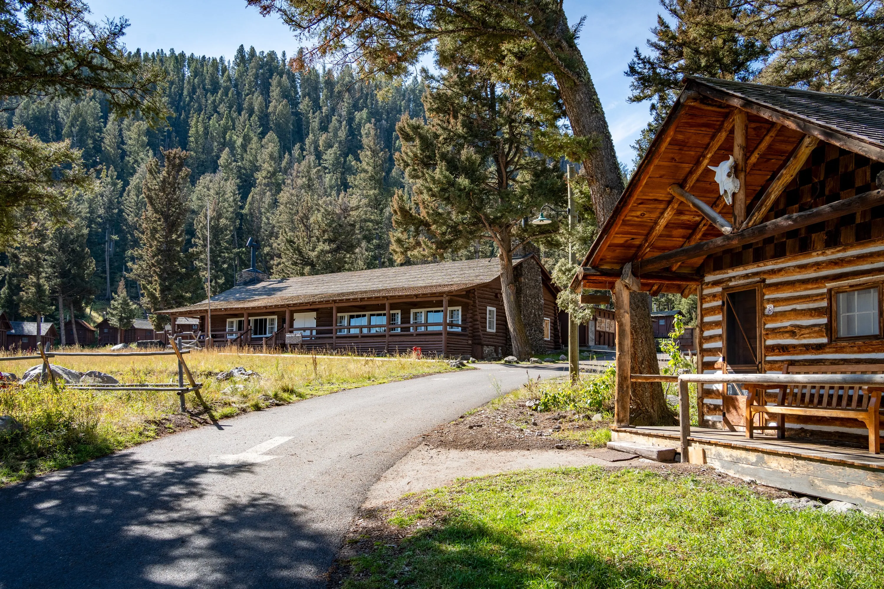 Roosevelt Lodge exterior rustic cabin style