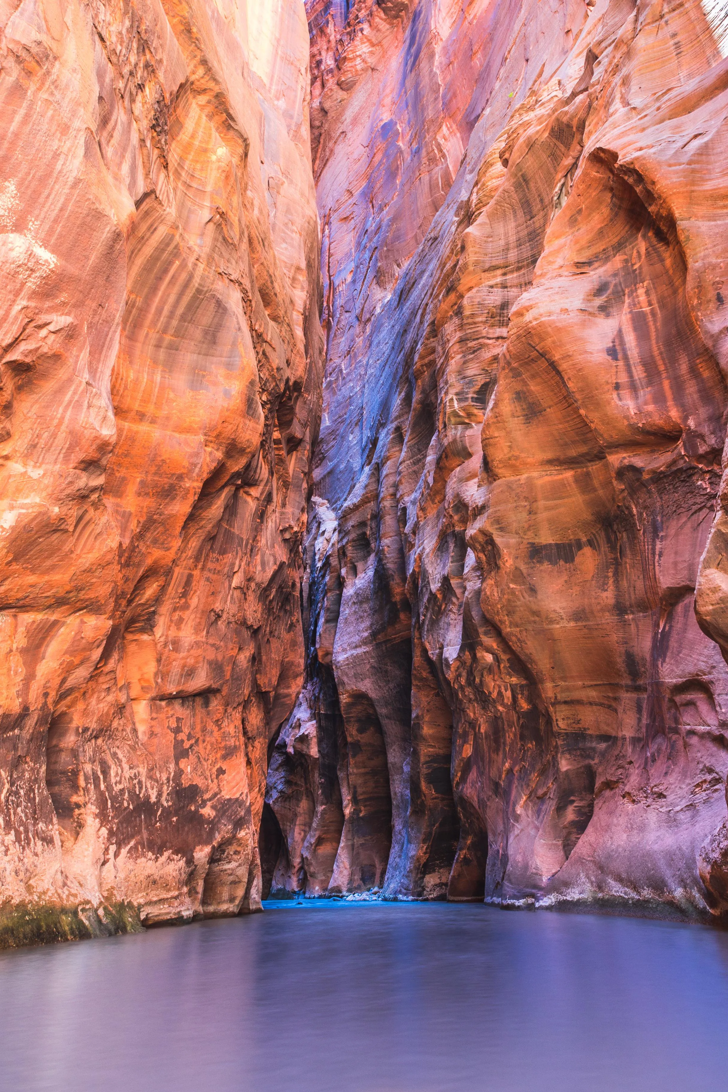 The famous Wall Street section of The Narrows with towering canyon walls