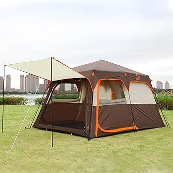 Coleman Skydome tent with family camping setup