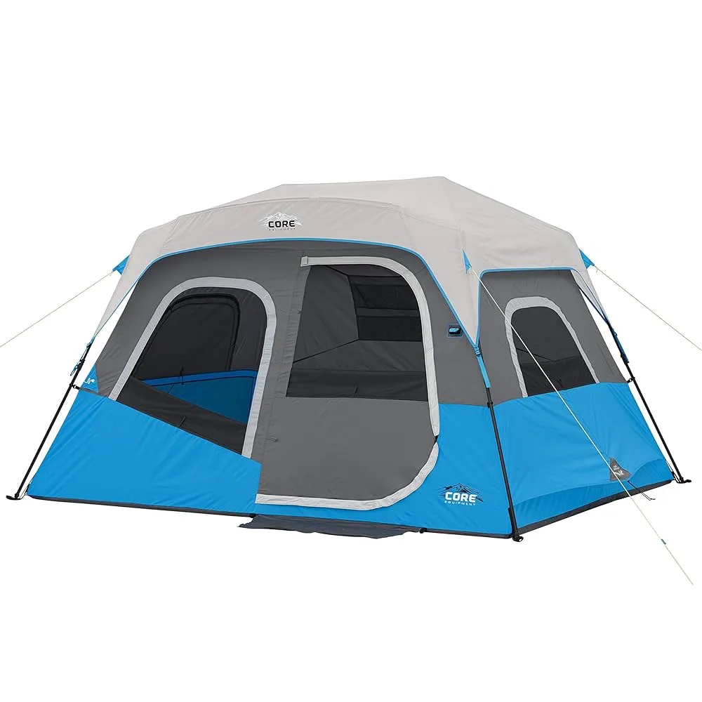 Camping tent size comparison and family using tent
