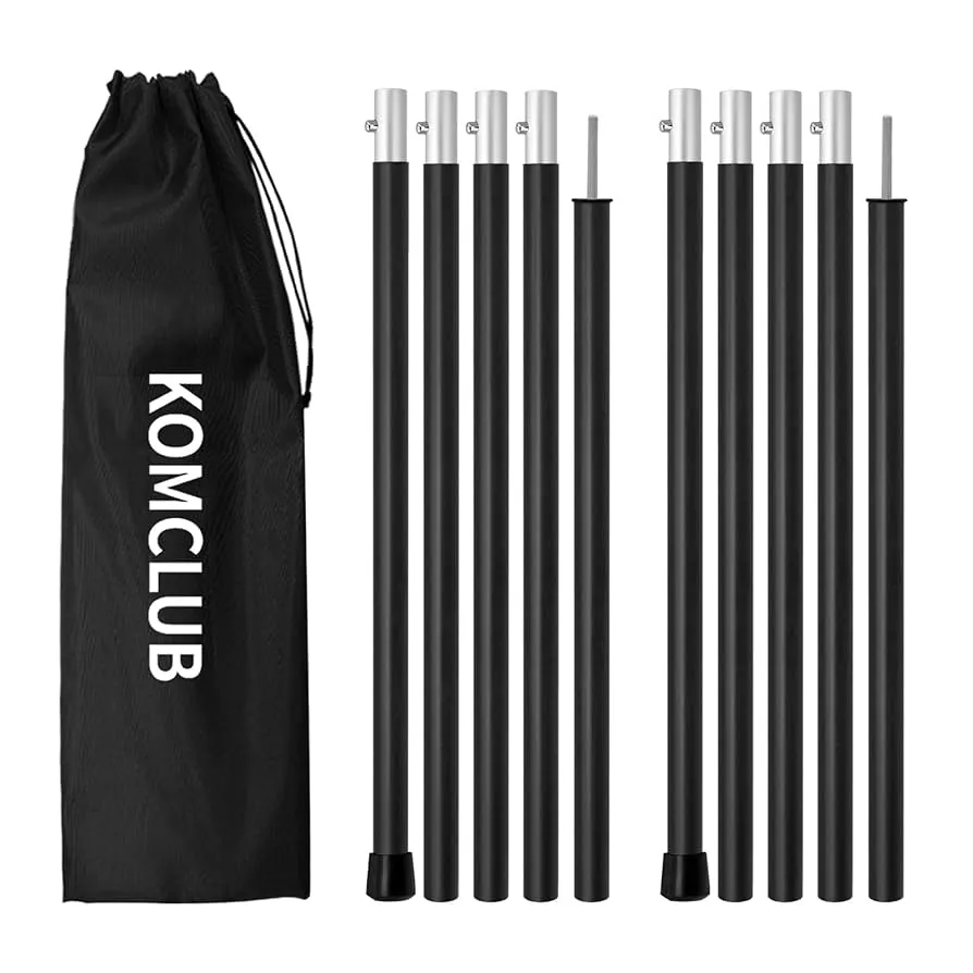Telescoping aluminum tent poles with adjustment mechanisms