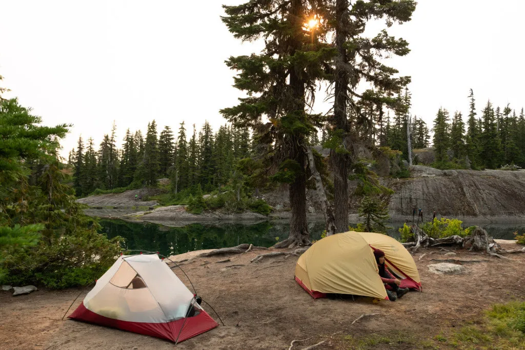 3-season tent setup in mild weather conditions