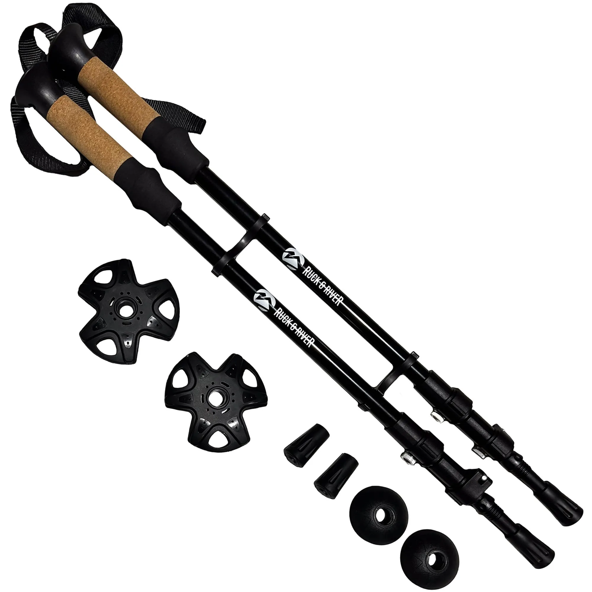 High-quality aluminum hiking poles showing construction and features