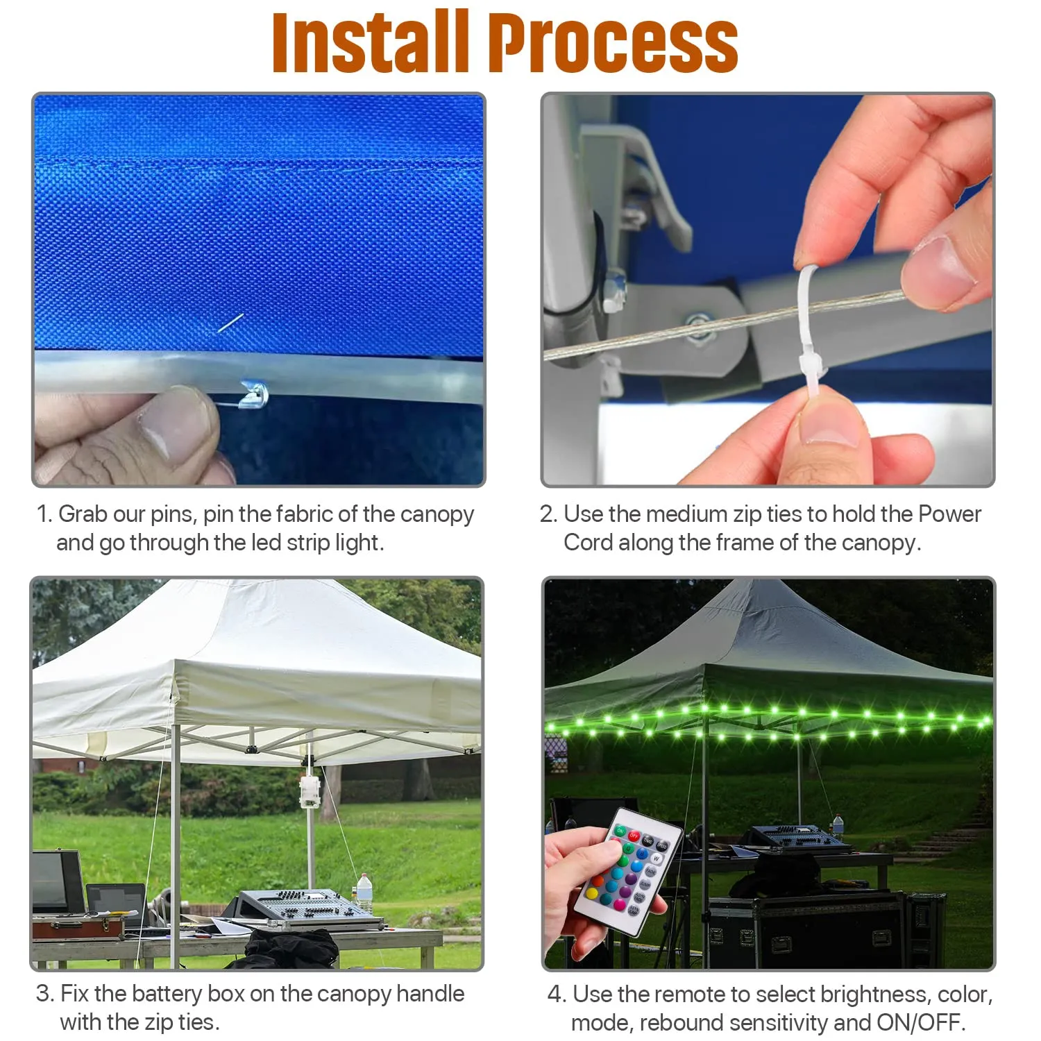 Waterproof LED canopy lights with remote control for outdoor use