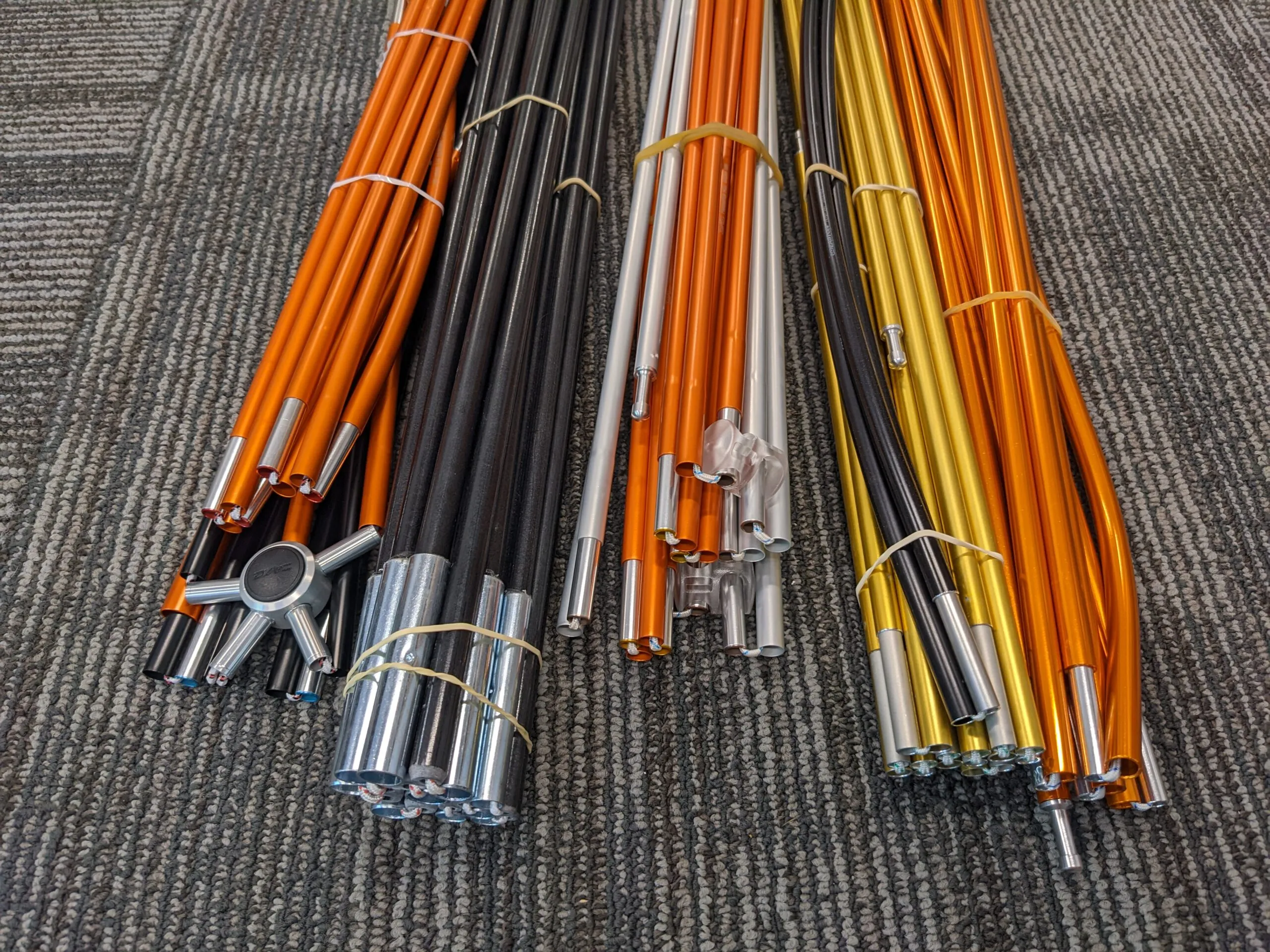 Various DAC tent pole types and replacement parts
