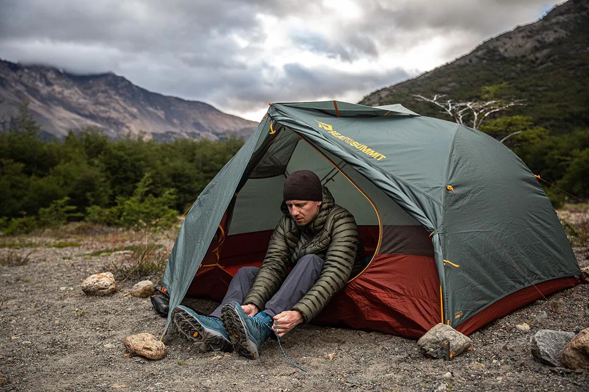 Sea to Summit Ikos TR2 tent setup showing innovative design and outdoor functionality