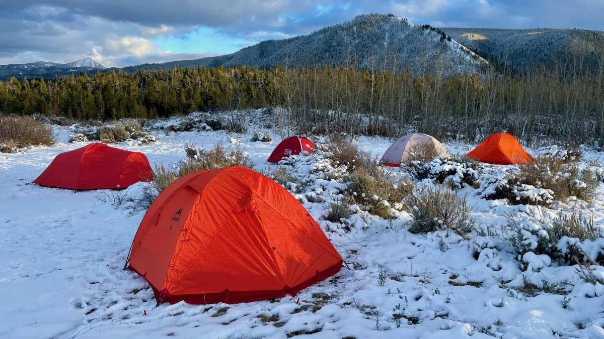 Durable 4-season tent in mountain environment showing construction quality