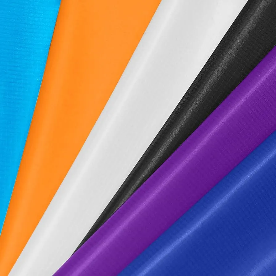 Close-up view of waterproof nylon tent fabric showing coating application and ripstop construction