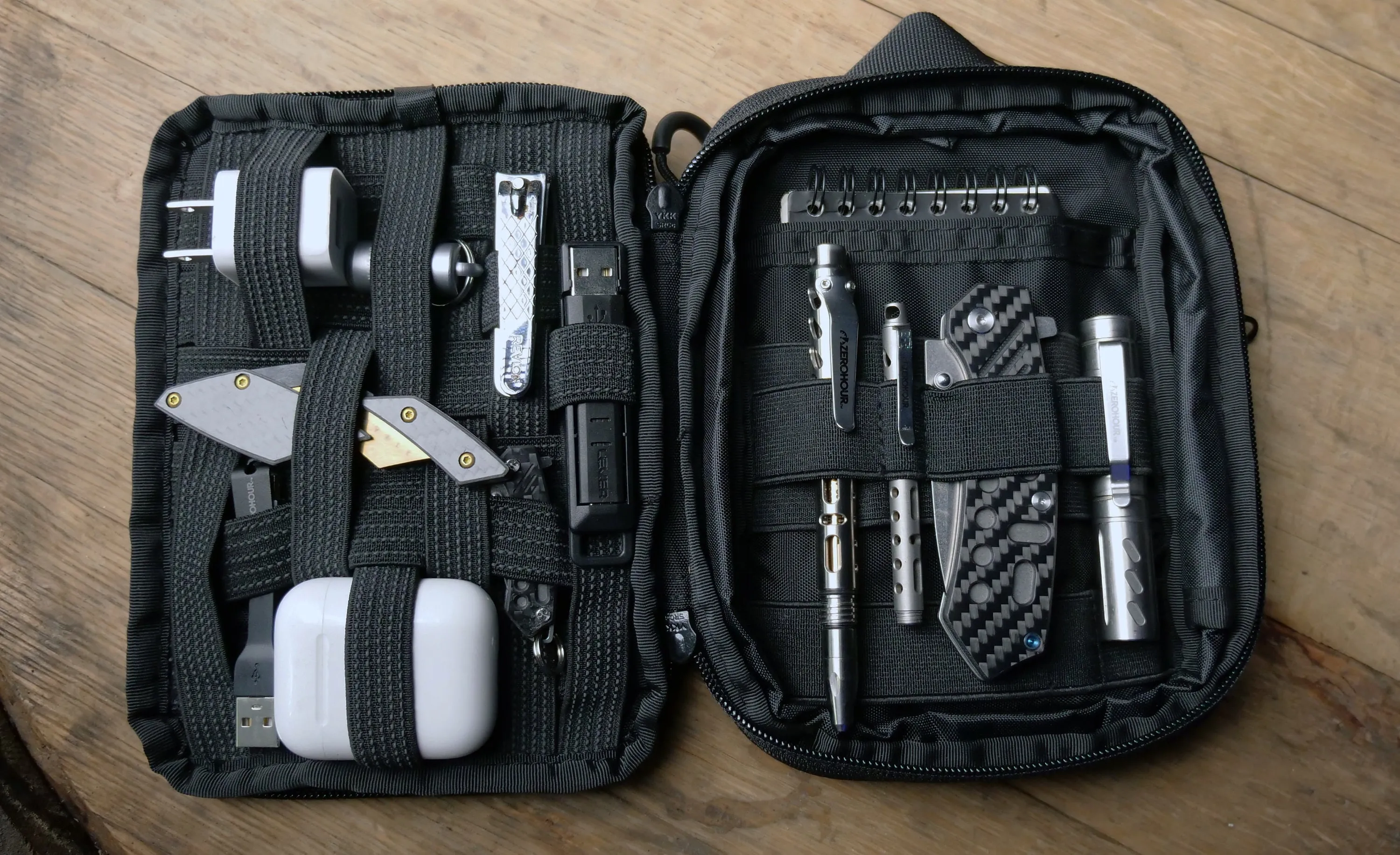 Size comparison of different pocket organizer pouches
