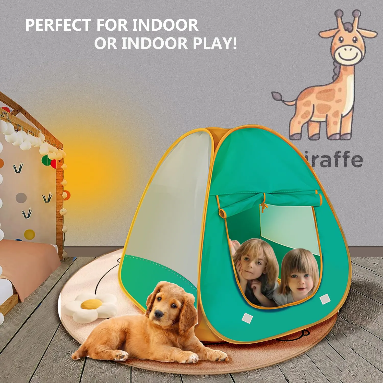 Kids pop up play tent setup demonstration