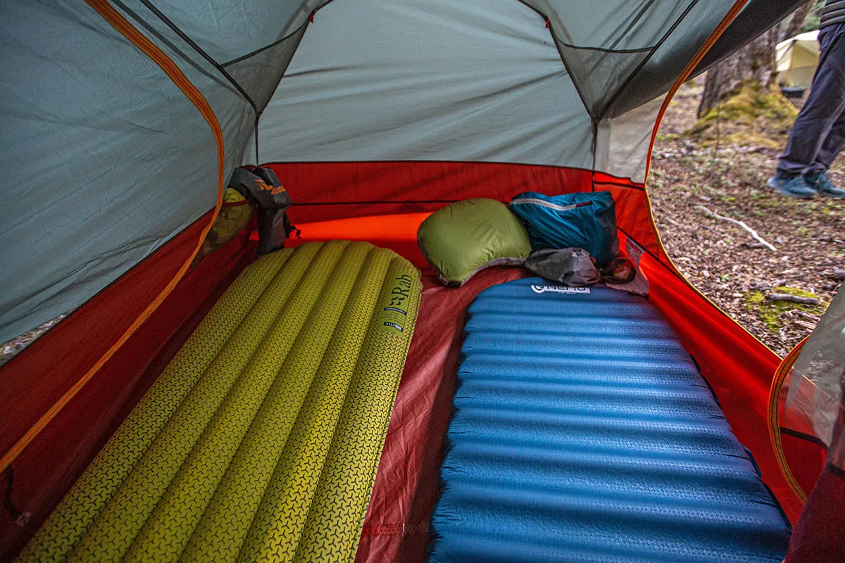 Sea to Summit Ikos TR2 interior space with sleeping pads showing spacious design