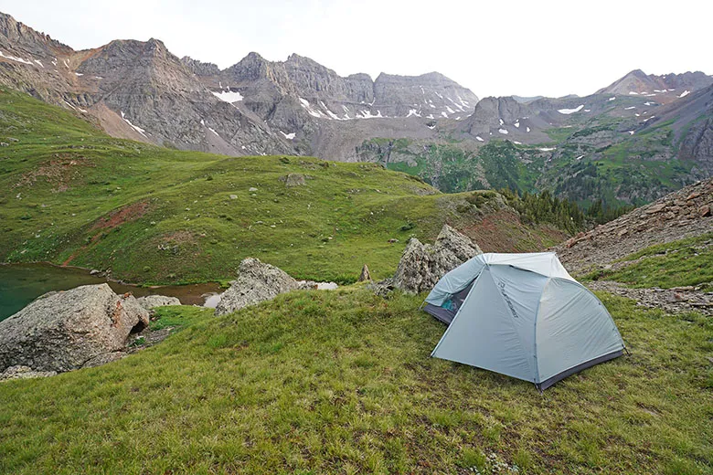 Telos tent setup in wilderness