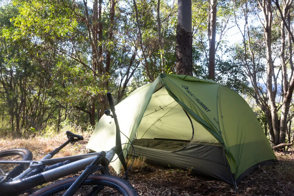 Telos TR2 Bikepack tent with footprint showing proper ground protection setup