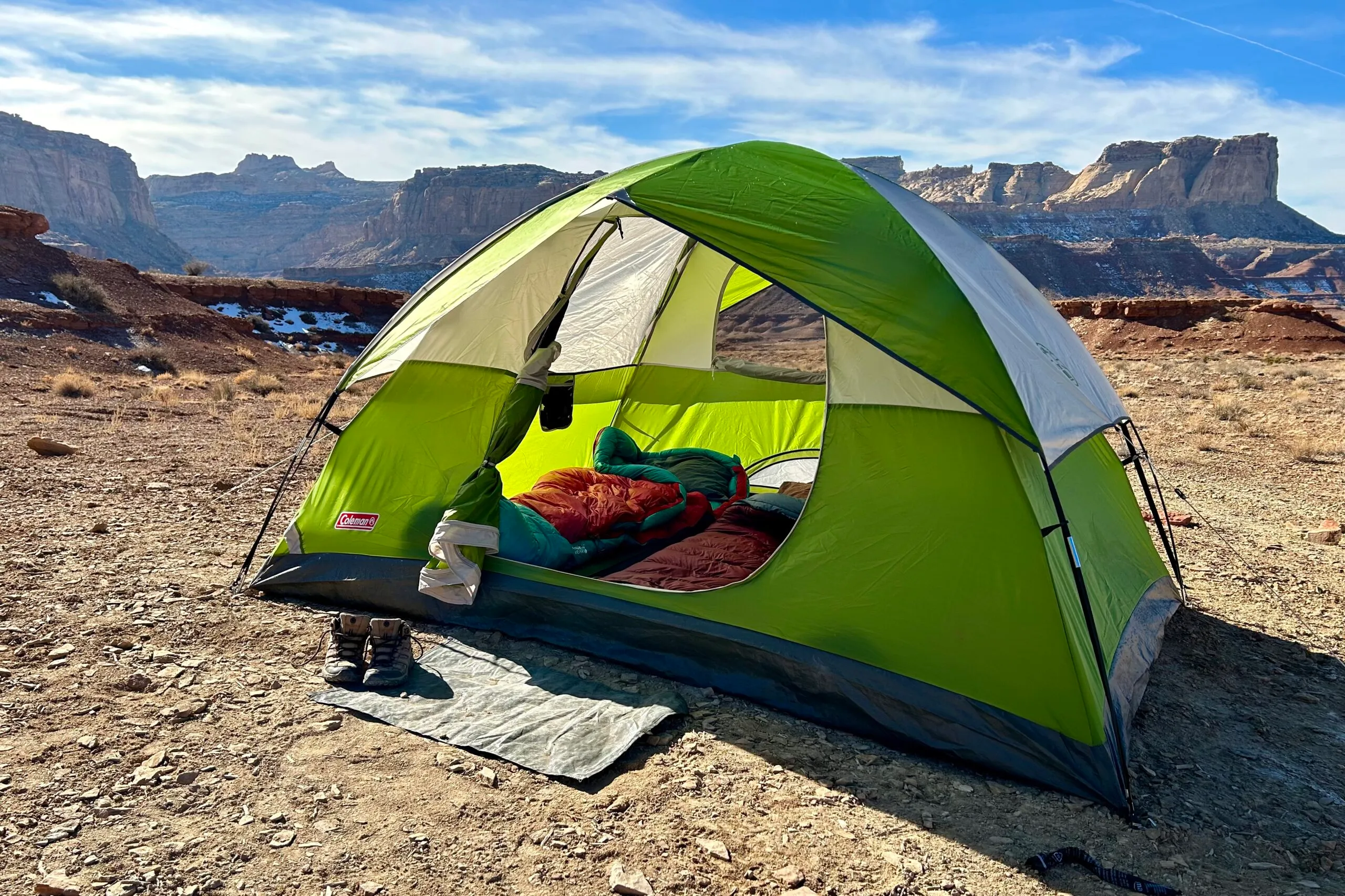 Coleman Sundome tent setup outdoors