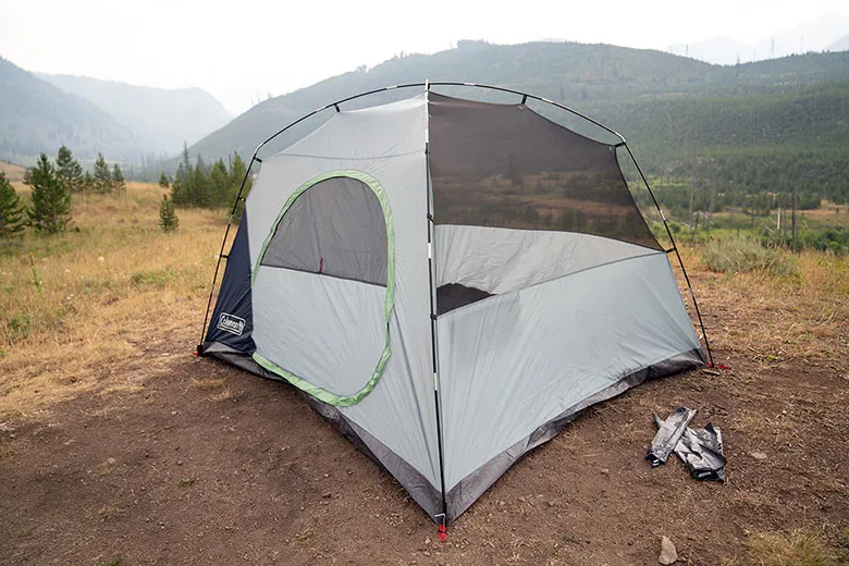Coleman Skydome tent without rainfly showing construction