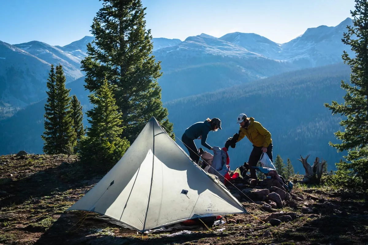 Professional ultralight backpacking gear layout
