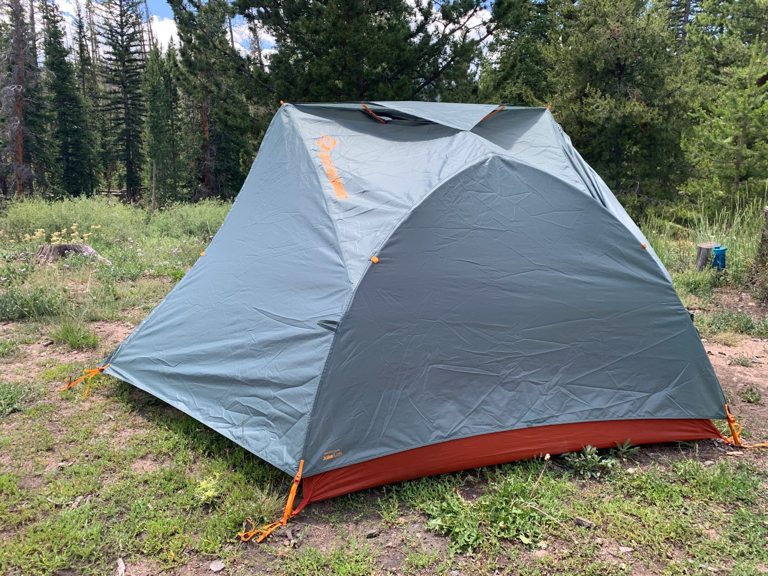 Sea to Summit Ikos TR2 tent setup in outdoor mountain environment during field testing
