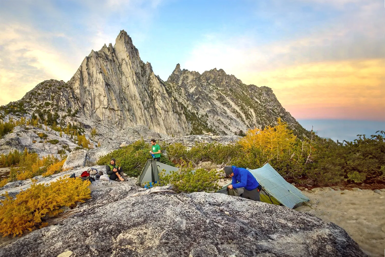 Ultralight backpacking tents in mountain setting