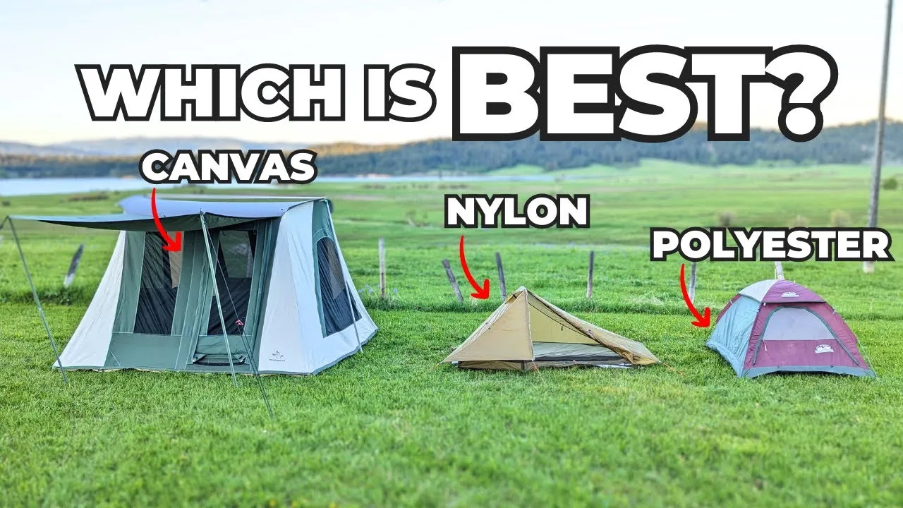 Tent material comparison showing different fabric types