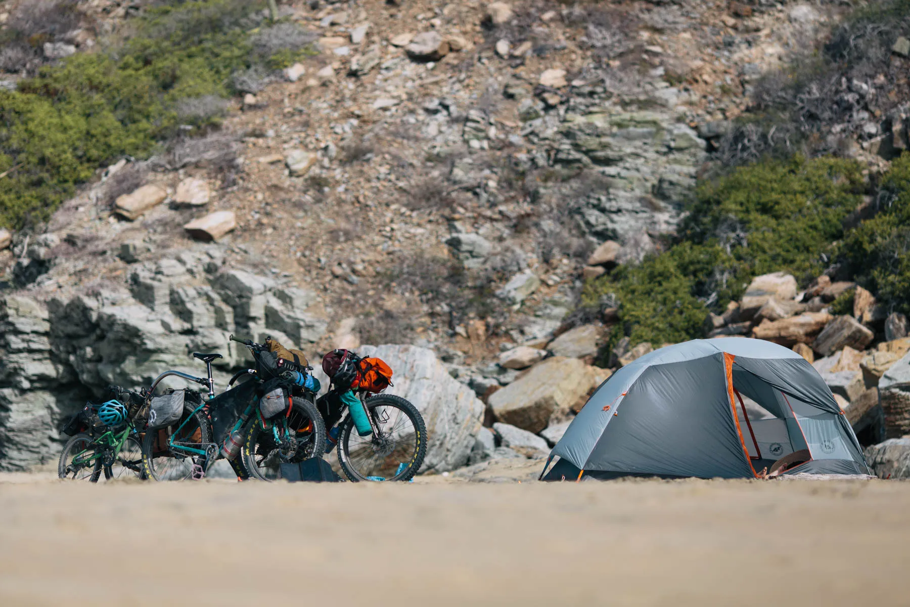 Big Agnes Copper Spur tent pitched under starry sky showing spacious interior