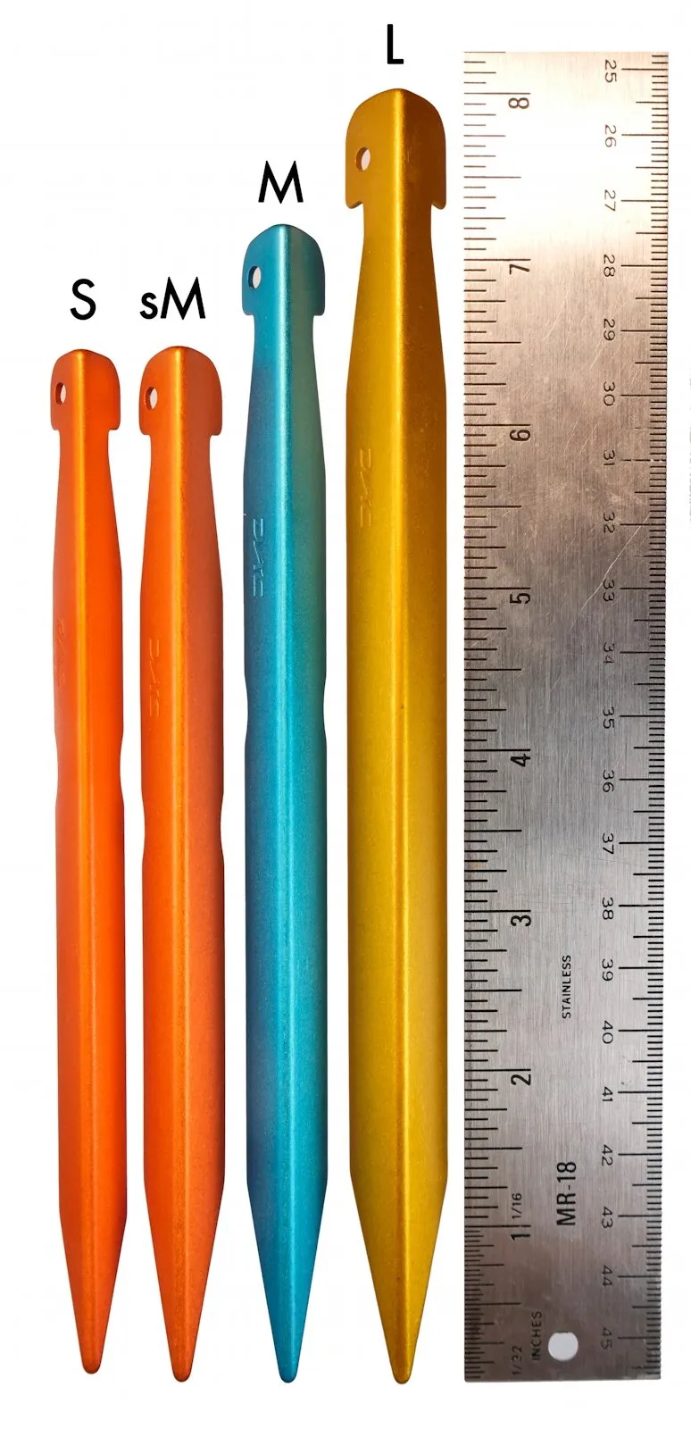 DAC V-Best tent stakes in packaging showing the professional quality and construction