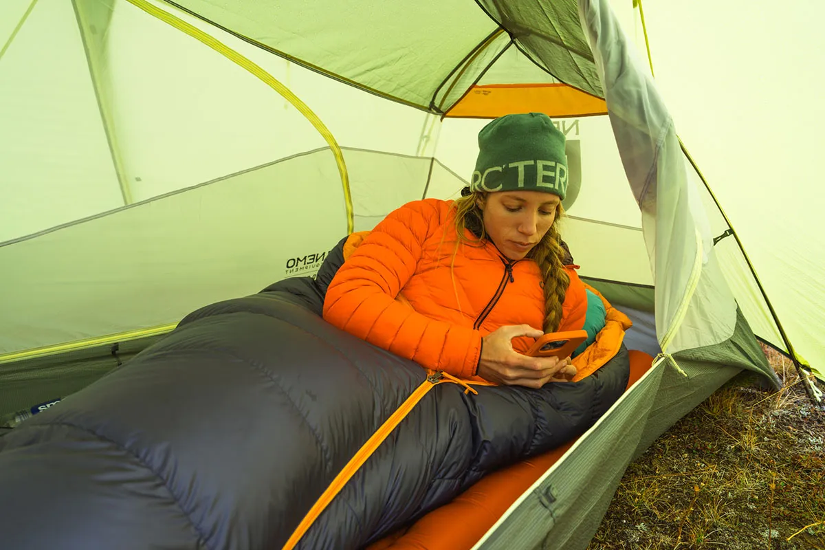 Interior view of Nemo Dagger OSMO 2P tent showing spacious design and organization features