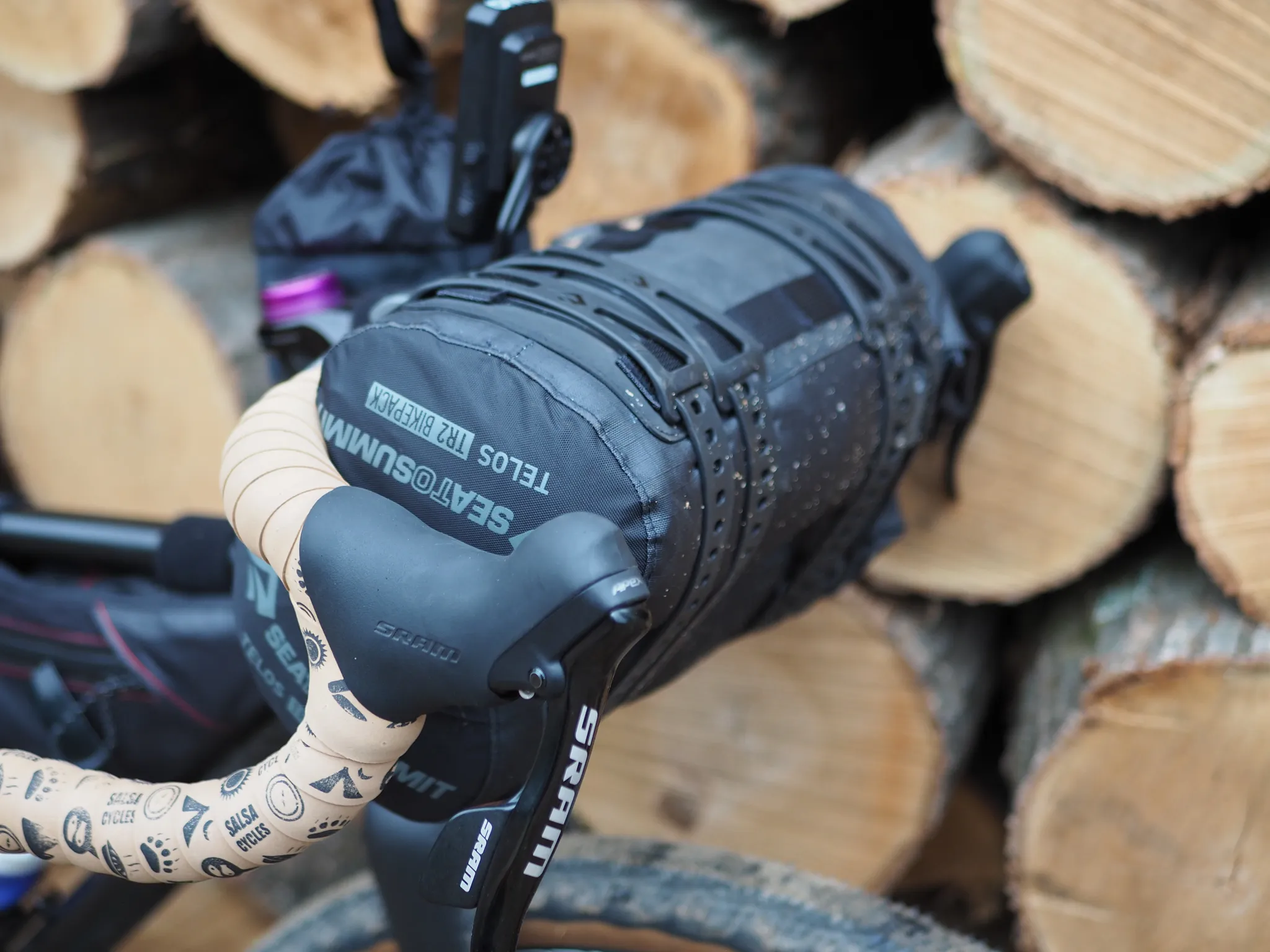 Sea to Summit Telos TR2 Bikepack tent strapped to bikepacking rig