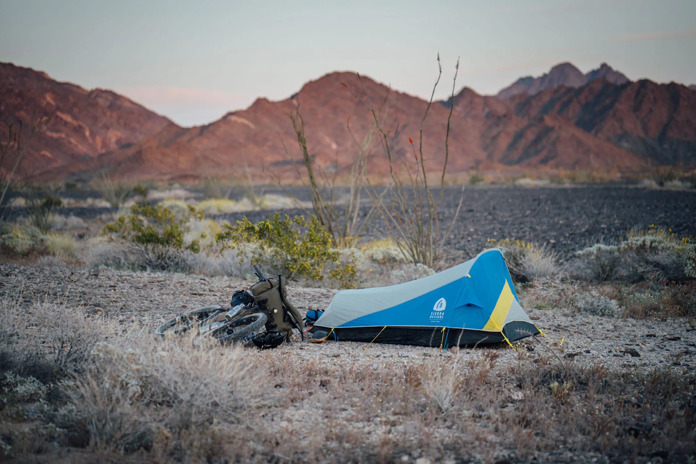 Sierra Designs High Side 1 tent in desert camping environment