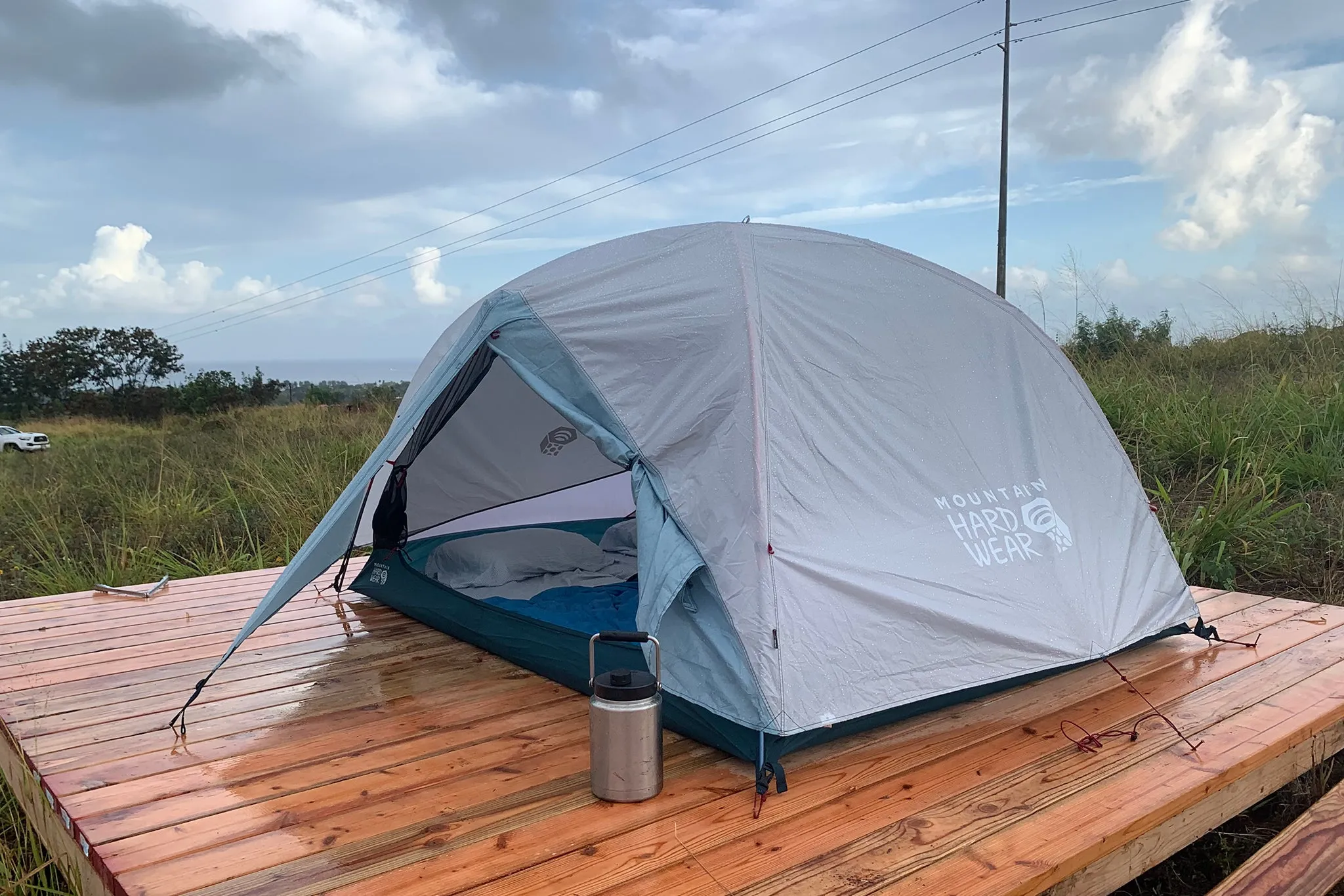 Family camping tents set up in outdoor setting