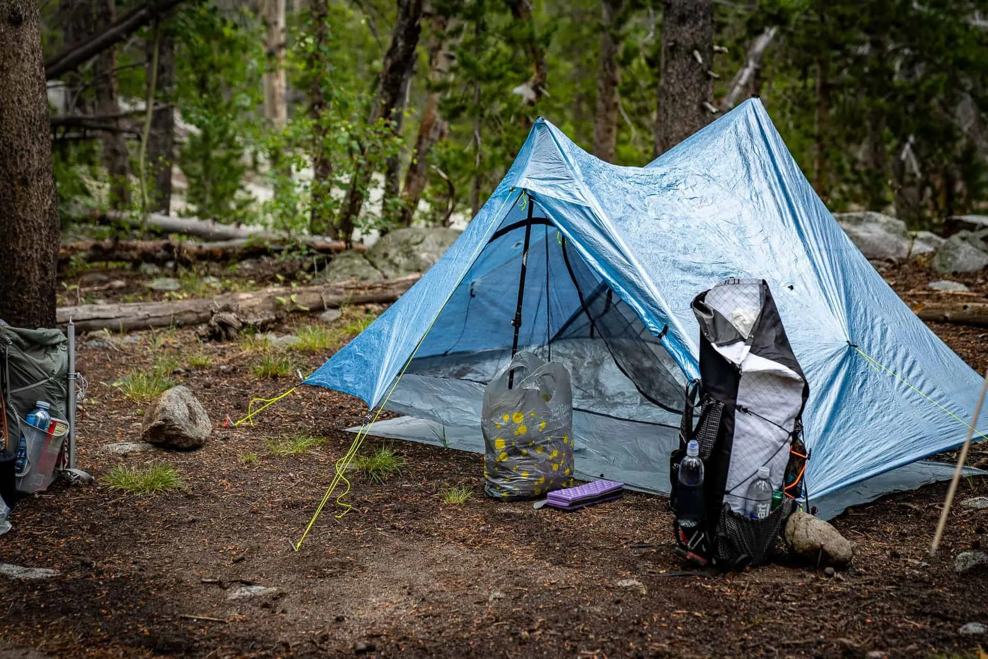 Zpacks Duplex tent setup in mountainous terrain