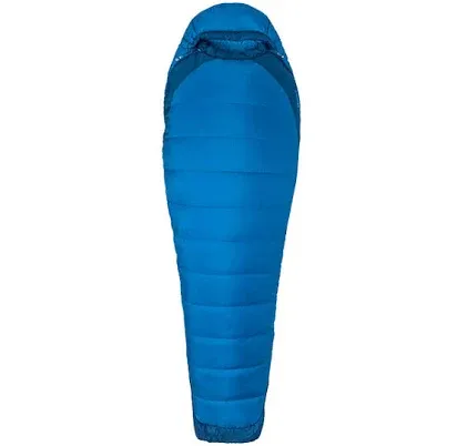 Marmot Trestles Elite Eco sleeping bag construction showing synthetic insulation layers and winter-specific features