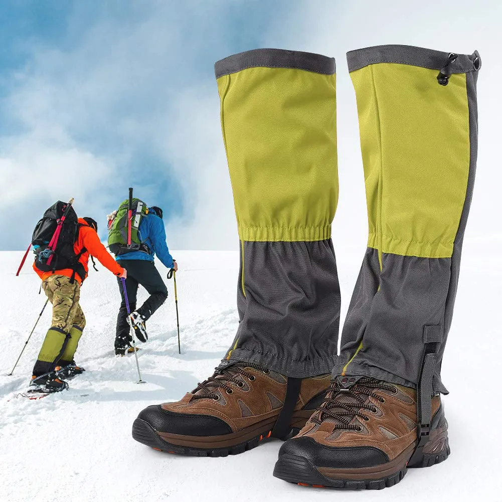 Snow gaiters with zipper showing waterproof construction and adjustable features