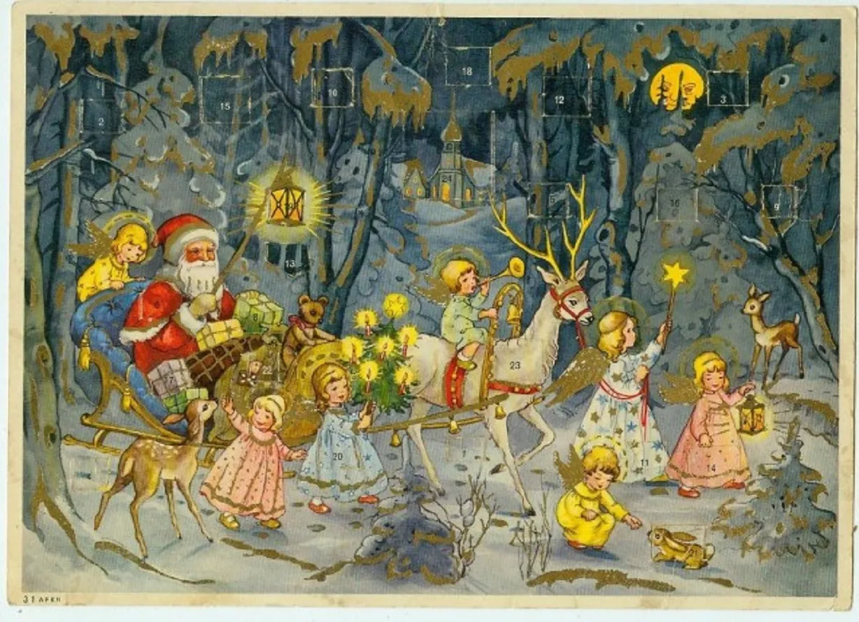 Collection of traditional German paper advent calendars